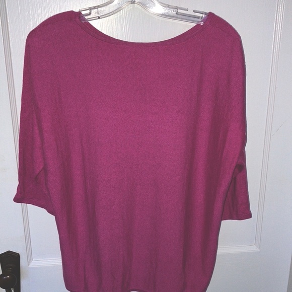 J. Jill tie-front linen blend knit short sleeve top fuchsia pink - Picture 2 of 5